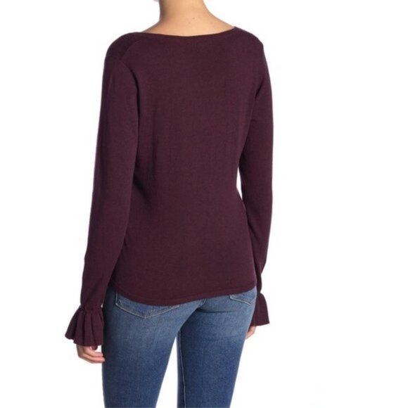 14th & Union Scoop Neck Ruffle Cuff Sweater - Picture 2 of 6